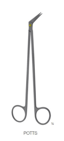 Мікроножиці Potts "TC", довжина 185мм, вигнуті по ребру 60°, гострі, довжина леза 25мм BCJ-6