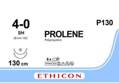 Пролен (Prolene) 4/0, длина 2шт. по 130см, 2 кол. иглы 26мм P130