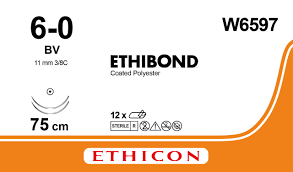 Этибонд Эксель (Ethibond Excel) 6/0, длина 75см, 2 кол. иглы 11мм BV W6597