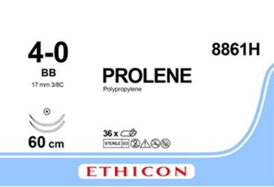 Пролен (Prolene) 4/0, довжина 60см, 2 кол. голки 17мм 8861H