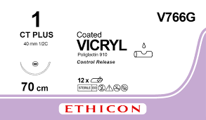 Викрил (Vicryl) 1, 4 шт. по 70см, кол. игла 40мм V766G