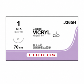 Вікрил (Vicryl) 1, довжина 75см, кол. голка 48мм J365H