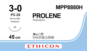 Пролен (Prolene) 3/0, длина 45см, обр-реж. игла 26мм MPP8880H