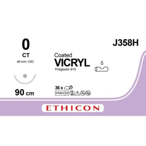 Вікрил (Vicryl) 0, довжина 90см, кол. голка 40мм J358H