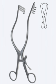 Ретрактор (ранорозширювач) для рани Adson, довжина 265мм, гострий WH5363