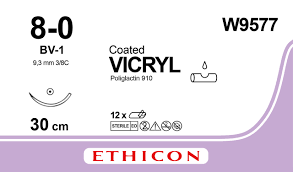 Вікрил (Vicryl) 8/0, довжина 30см, кол. голка 9мм W9577