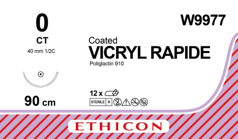 Викрил Рапид (Vicryl Rapide) 0, длина 90см, кол. игла 40мм W9977