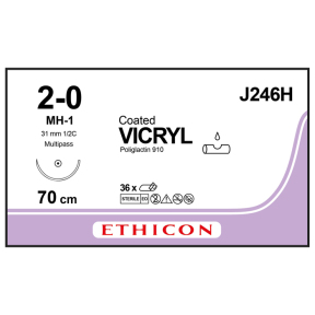 Вікрил (Vicryl) 2/0, довжина 70см, кол. голка 31мм J246H
