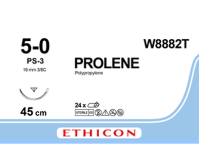 Пролен (Prolene) 5/0, длина 45см, обр-реж. игла 16мм Prime W8882T