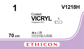 Викрил (Vicryl) 1, 5 шт. по 70см, без иглы V1218H