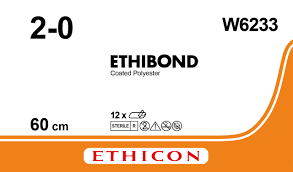 Этибонд Эксель (Ethibond Excel) 2/0, 13шт. по 60см, без иглы W6233