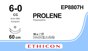 Пролен (Prolene) 6/0, длина 60см, 2 кол. иглы 9,3мм CC Everpoint EP8807H