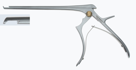 Костный выкусыватель Kerrison-Jacobi, рабочая длина 230мм, режущий вниз на 130°, выкус 4,0мм, концентратор 10мм, с эжектором MN4344A