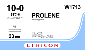 Пролен (Prolene) 10/0, длина 23см, 2 иглы 16мм Plus W1713