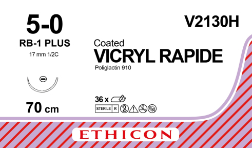 Викрил Рапид (Vicryl Rapide) 5/0, длина 70см, кол. игла 17мм V2130H