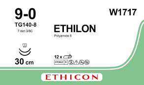 Этилон (Ethilon) 9/0, длина 30см, 2 иглы 6,5мм W1717