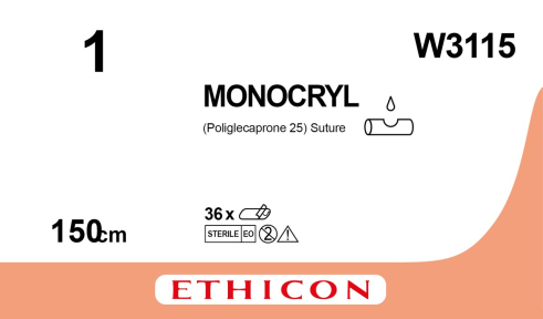 Монокрил (Monocryl) 1, длина 150см, без иглы W3115