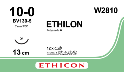 Етілон (Ethilon) 10/0, довжина 13см, кол. голка 6,5мм W2810