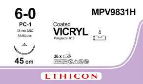 Викрил (Vicryl) 6/0, длина 45см, реж. игла 13мм MPV9831H