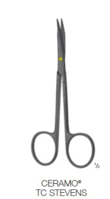 Ножиці хірургічні, дисекційні, "Ceramo", "TC Stevens", довжина 110мм, вигнуті, гострокінцеві BOS-5