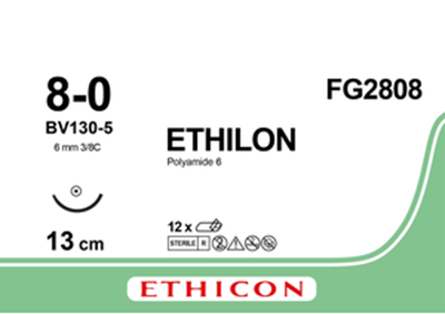 Этилон (Ethilon) 8/0, длина 13см, кол. игла 6,4мм FG2808
