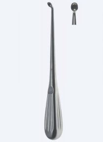 Кюретка (ложка) костная Bruns Fig. 2, длина 230мм, изогнутая вверх, полость 4,0мм KN1775