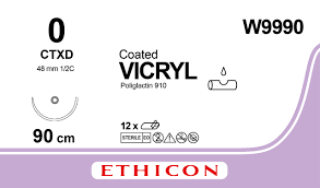 Вікрил (Vicryl) 0, довжина 90см, тупокінцева голка 48мм W9990