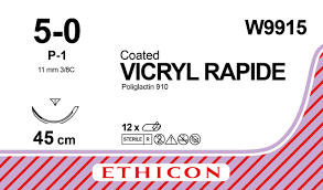 Викрил Рапид (Vicryl Rapide) 5/0, длина 45см, обр-реж. игла 11мм Prime W9915