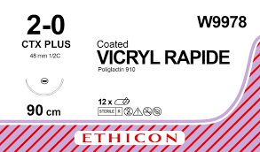 Вікрил Рапід (Vicryl Rapide) 2/0, довжина 90см, кол. голка 48мм W9978