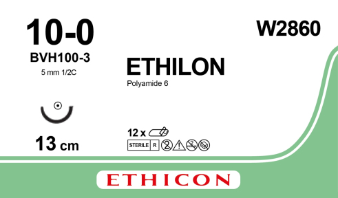 Етілон (Ethilon) 10/0, довжина 13см, кол. голка 4,7мм W2860