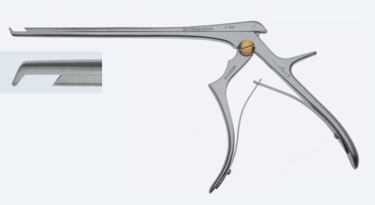 Костный выкусыватель Kerrison-Jacobi, рабочая длина 180мм, режущий вниз на 130°, выкус 2,0мм, концентратор 10мм, режущий вниз на 40° MN4352F