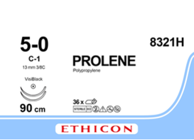 Пролен (Prolene) 5/0, довжина 90см, 2 кол. голки 13мм Visi Black 8321H