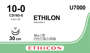 Этилон (Ethilon) 10/0, длина 30см, 2 шпательные иглы 5,5мм U7000