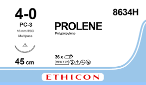 Пролен (Prolene) 4/0, довжина 45см, ріж. голка 16мм 8634H