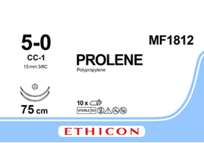 Пролен (Prolene) 5/0, длина 4шт. по 75см, 2 кол-реж. иглы 13мм MF1812