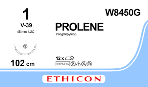 Пролен (Prolene) 1, длина 100см, кол-реж. игла 45мм W8450