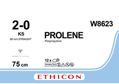 Пролен (Prolene) 2/0, длина 75см, прямая реж. игла 60мм W8623