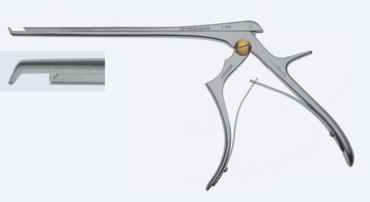 Костный выкусыватель Kerrison-Jacobi, рабочая длина 230мм, режущий вниз на 130°, выкус 4,0мм, концентратор 10мм, с эжектором MN4344FA