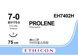 Пролен (Prolene) 7/0, длина 75см, кол. игла 9,3мм EH7402H