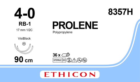 Пролен (Prolene) 4/0, довжина 90см, 2 кол. голки 17мм Visi Black 8357H