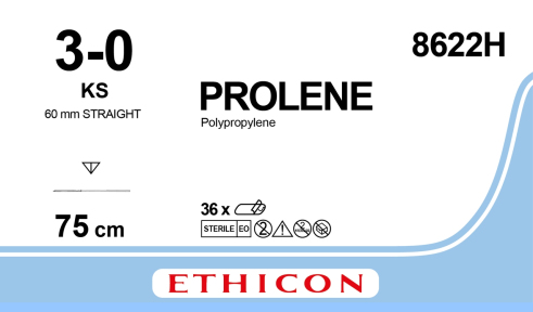 Пролен (Prolene) 3/0, длина 75см, прямая реж. игла 60мм 8622H