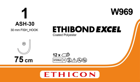 Этибонд Эксель (Ethibond Excel) 1, длина 75см, кол. игла 31мм крючок W969