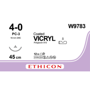 Вікрил (Vicryl) 4/0, довжина 45см, ріж. голка 16мм W9783
