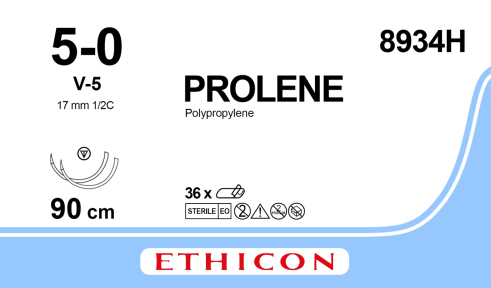 Пролен (Prolene) 5/0, довжина 90см, 2 кол-ріж. голки 17мм 8934H