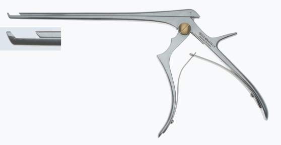 Костный выкусыватель Kerrison-Jacobi, рабочая длина 230мм, режущий вверх на 130°, выкус 2,0мм, концентратор 10мм, режущий вверх на 40° MN4682