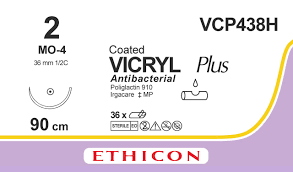 Вікрил Плюс (Vicryl Plus) 2, довжина 90см, кол. голка 36мм VCP438H