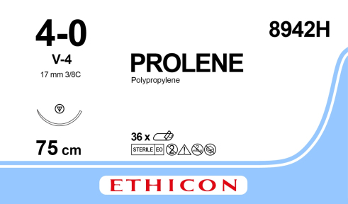 Пролен (Prolene) 4/0, длина 75см, кол-реж. игла 17мм 8942H
