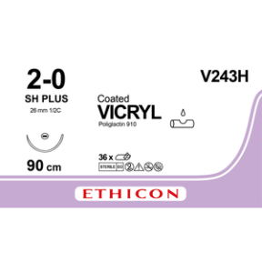 Викрил (Vicryl) 2/0, длина 90см, кол. игла 26мм V243H