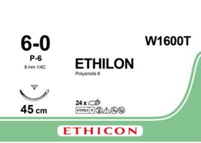 Этилон (Ethilon) 6/0, длина 45см, обр-реж. игла 7,9мм Prime W1600T