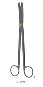 Ножницы гинекологические CERAMO TC SIMS, 200мм, изогнутые, тупоконечные BOL-4